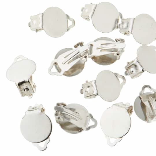Bead Landing Earring Clip on, Rhodium (14 ct)