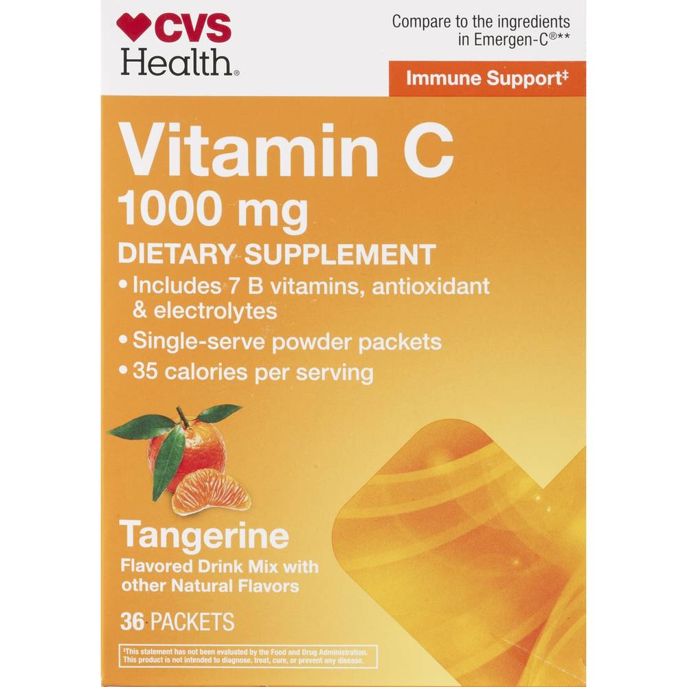 CVS Health Immune Support Vitamin C Drink Packets, Tangerine, 36 CT