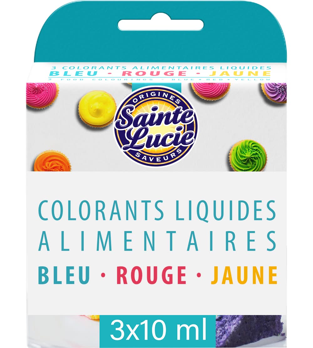 Sainte Lucie Colorants alimentaires liquides bleu, rouge et jaune -  Livraison en moins de 25 minutes | Colorants alimentaires | Uber Eats