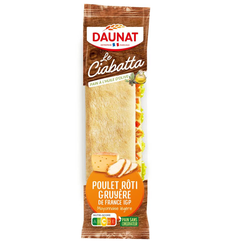 Sandwich Ciabatta poulet rôti DAUNAT - le paquet de 200 g