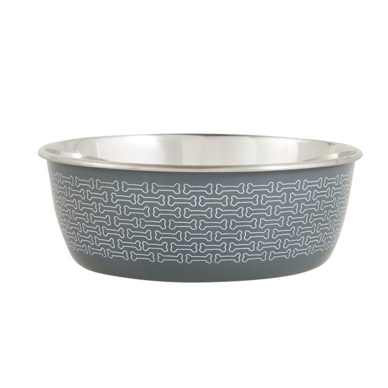 Top Paw® Stainless Steel Blue Dog Bone Print Dog Bowl, 8-cup (Color: Blue, Size: 8 Cup)