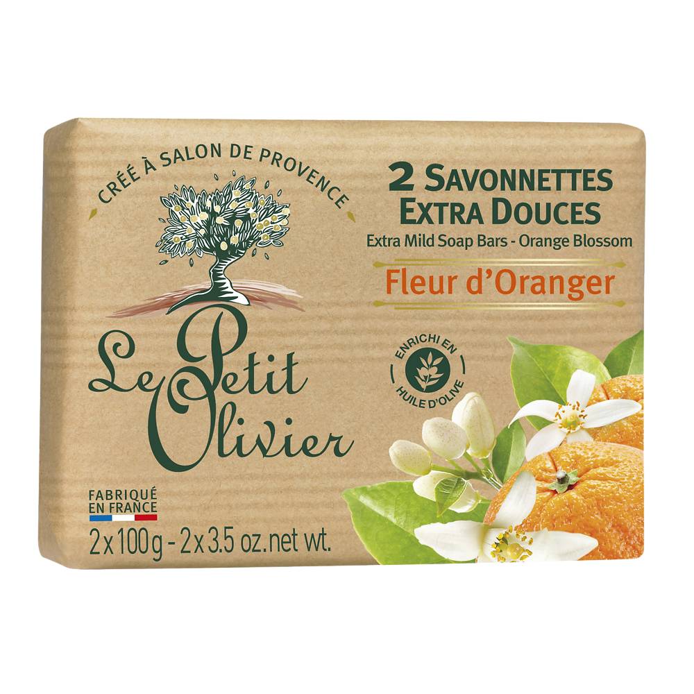 Le Petit Oliver - Le petit olivier savon parfum fleur d'oranger(2 pièces)