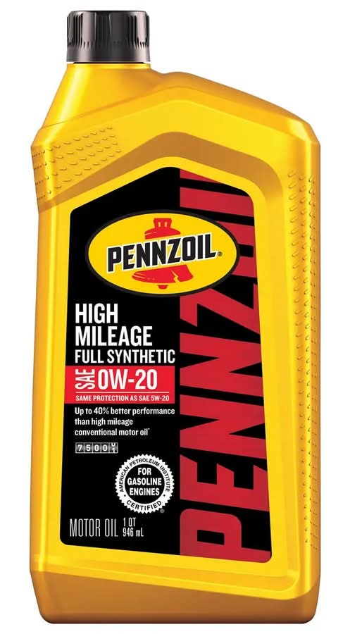 Pennzoil High Mileage Full Synthetic SAE 0W-20 Motor Oil