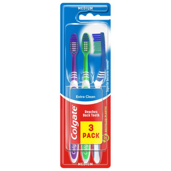 Colgate Extra Clean Medium Toothbrush X3