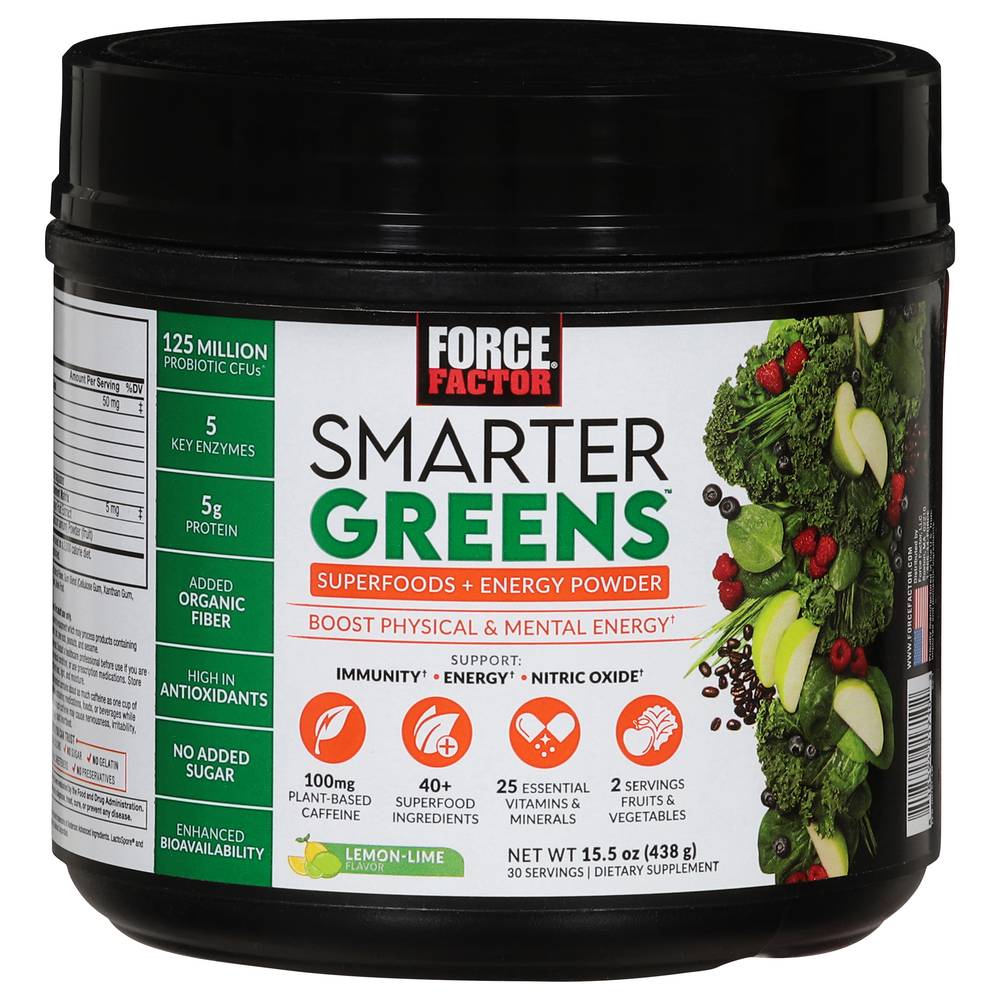 Force Factor Smarter Greens Energy Powder (lemon lime)