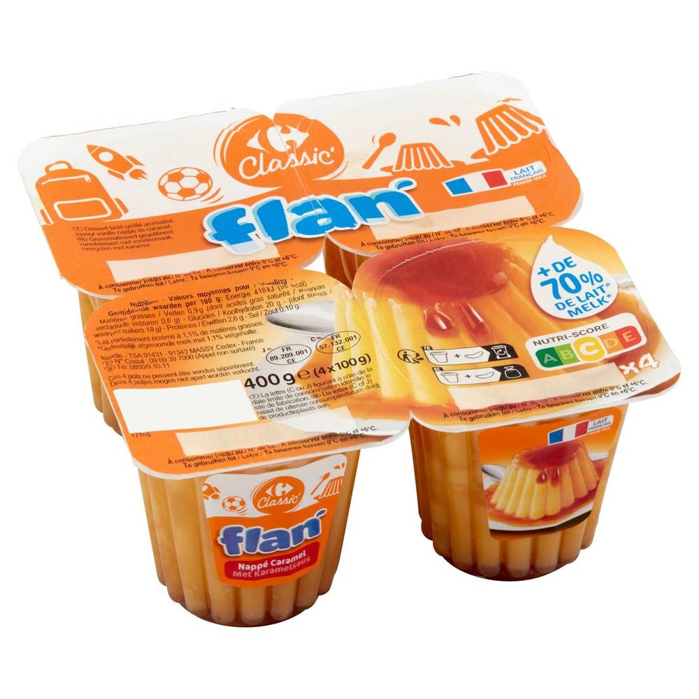 Carrefour Classic'' Flan Nappé Caramel 4 x 100 g