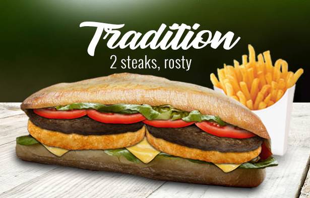 Sandwich tradition :  2 steak 45g,  rosty  (seul)