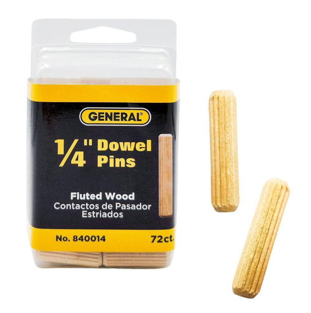 General Tools Fluted Dowel Pins, 1.13 In. X 1/4 In. (72 ct)