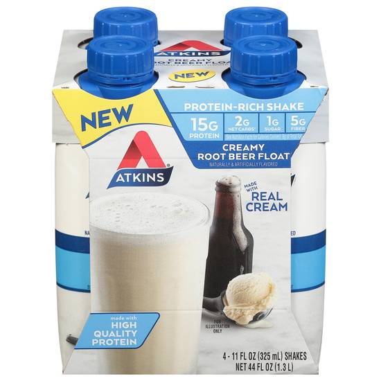 Atkins Protein Shake Creamy (4 ct, 11 fl oz) (root beer float)