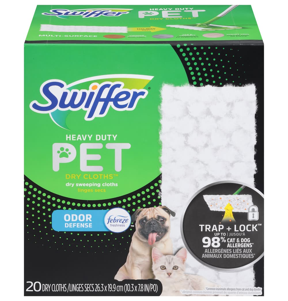Swiffer Heavy Duty Pet Dry Sweeping Cloth Refills With Febreze (4 oz, 20 ct)