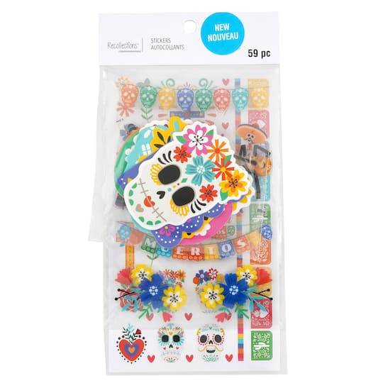 Recollections Day Of the Dead Holiday Stickers, Assorted (59 ct)