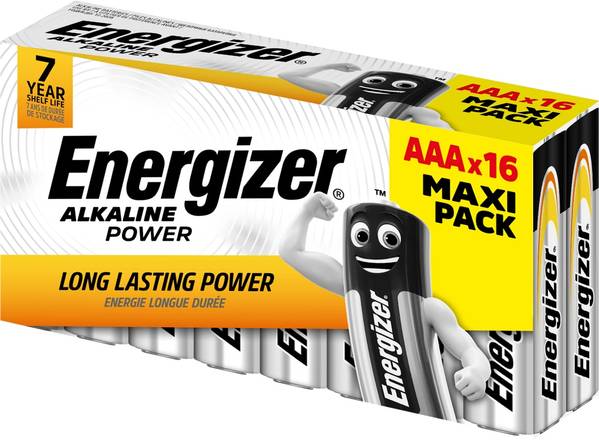 Energizer - Piles alcalines power aaa lr03 7 ans de durée de stockage (16 pièces)