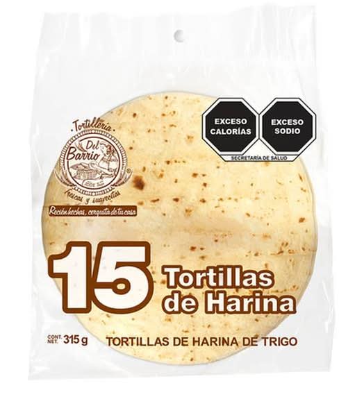 Del Barrio · Tortillas de harina de trigo (15 un)