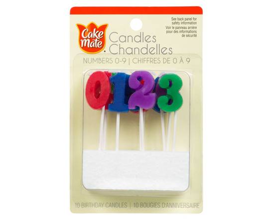 Cake Mate · Chandelles chiffres de 0 à 9 (10 un) - Number candles (10 units)