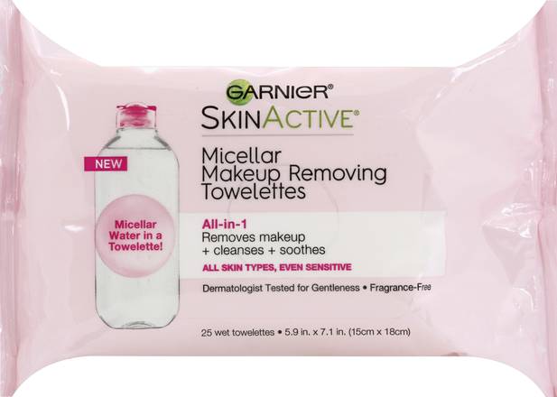Garnier Micellar All-In-1 Makeup Removing Towelettes, (25 ct)