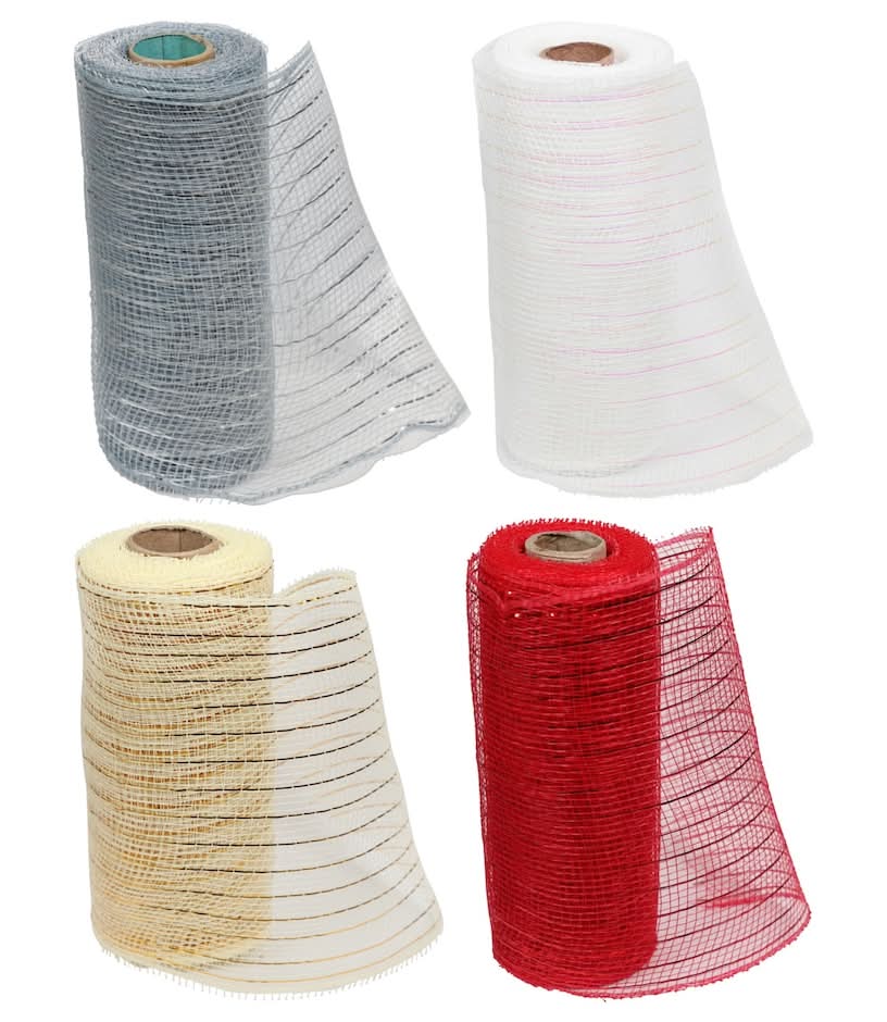 Christmas House Decorative Mesh Ribbon (4 ct)