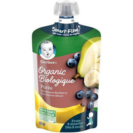 Gerber nourriture pour bébé poire, banane et bleuet (128 ml) - organic pear banana blueberry baby food (128 ml)