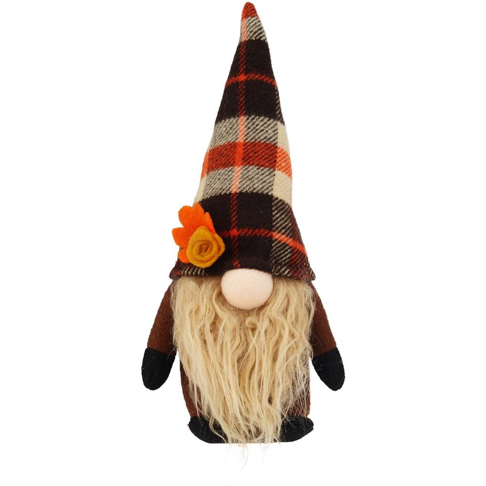 Fall Fest Fabric Gnome, Brown Plaid