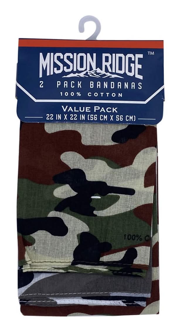 Mission Ridge Bandana With Camouflage Print 2 Ct - Assorted