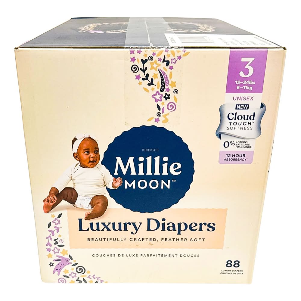 Millie Moon Luxury Baby Diapers, Unisex, 3 (88 ct)