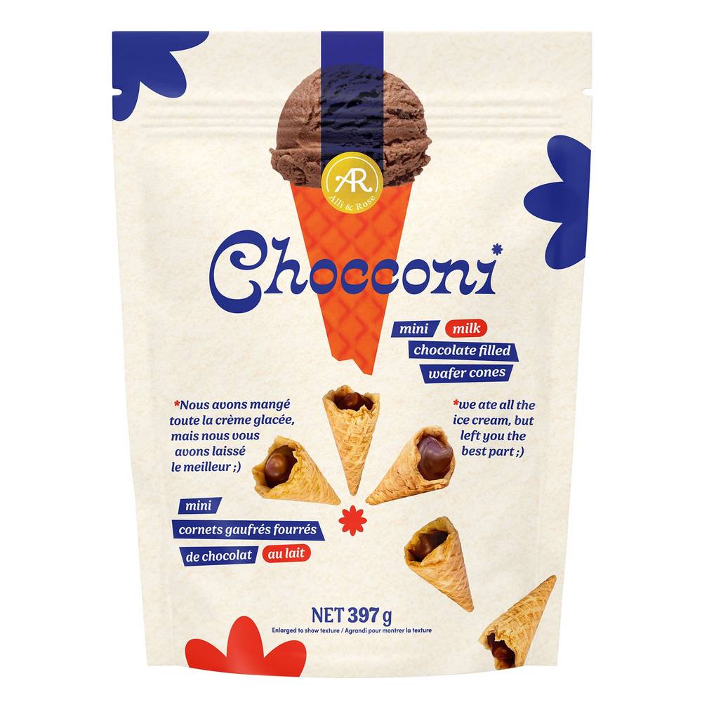 Chocconi Mini Milk Chocolate Wafer Cones, 397 G