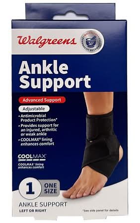 Walgreens Ankle Support, One Size, Black