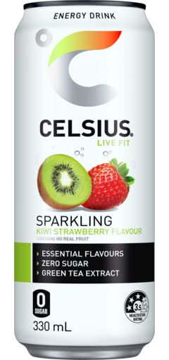 Celsius Live Fit Sparkling Energy Drink, Kiwi Strawberry (330mL)