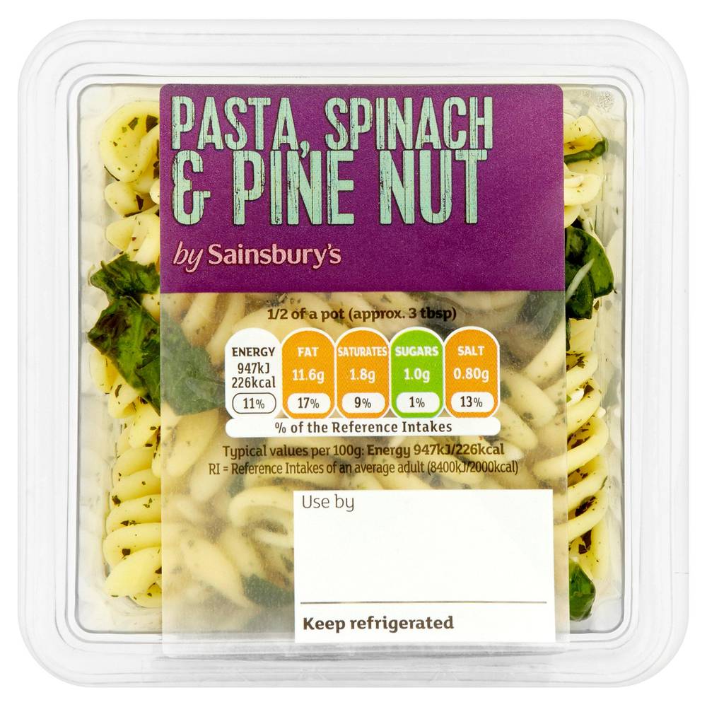 Sainsbury's Pasta, Spinach & Pinenut Salad 200g