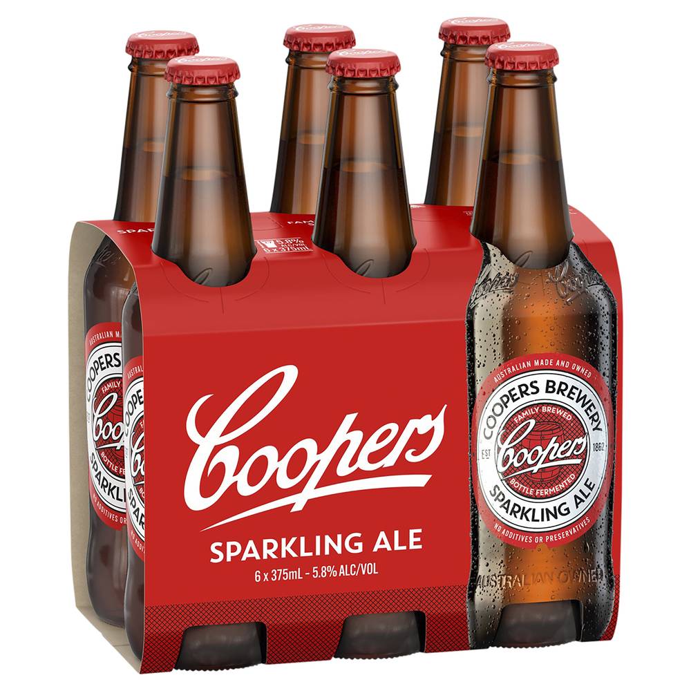 Coopers Sparkling Ale Bottle 375mL X 6 pack