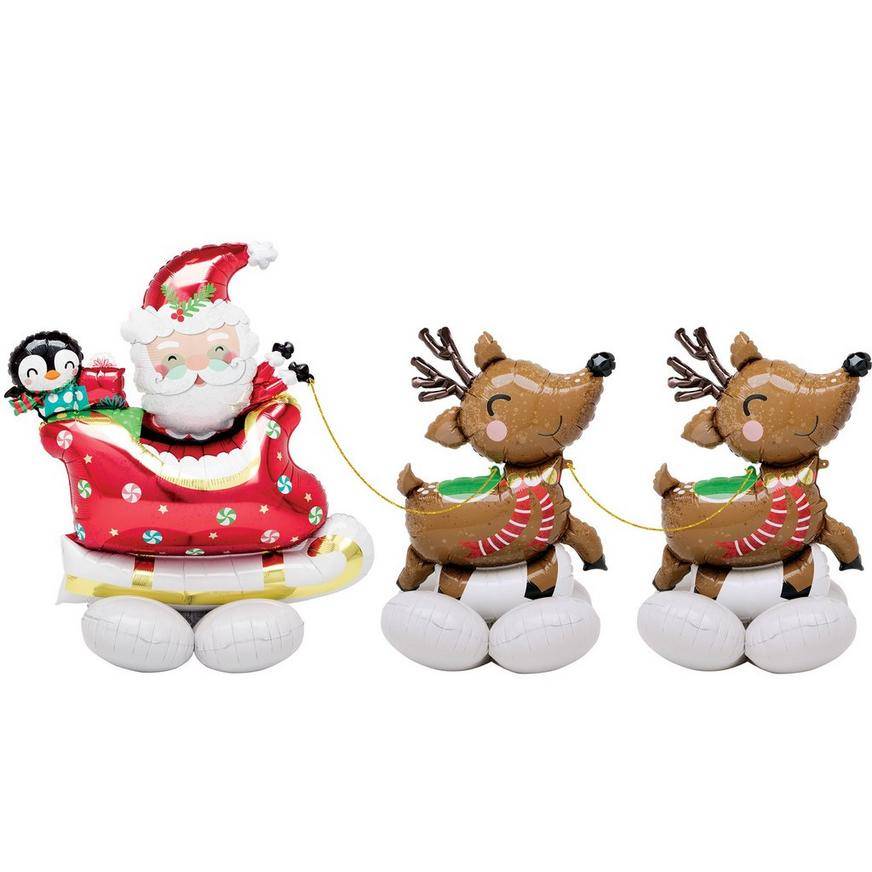 Uninflated AirLoonz Santa Reindeer Foil Balloon Yard Decoration Kit