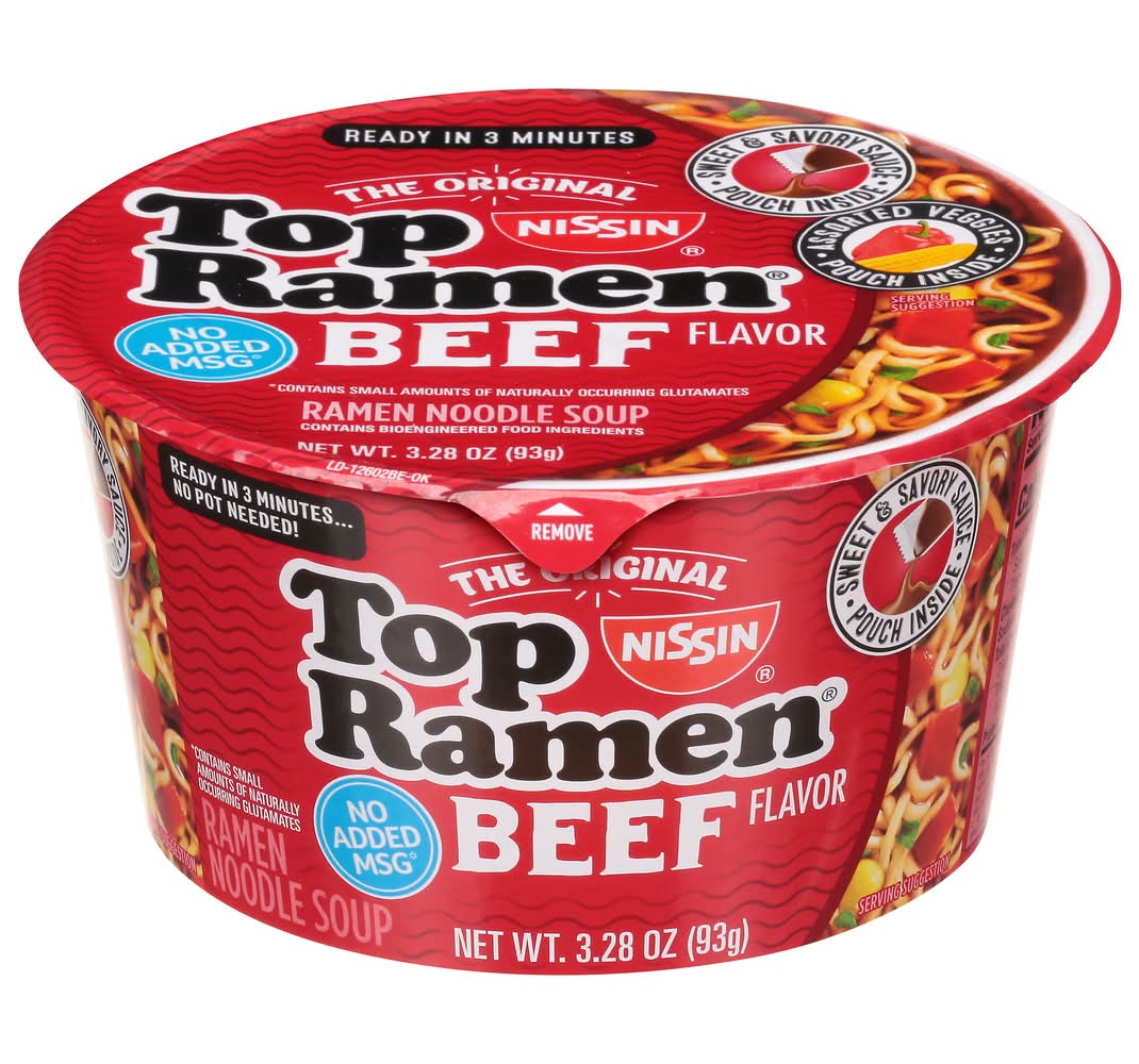 Nissin Top Ramen Noodle Soup, Beef (3.28 oz)