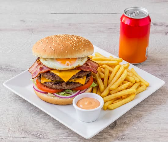 Menu le double cheese bacon burger