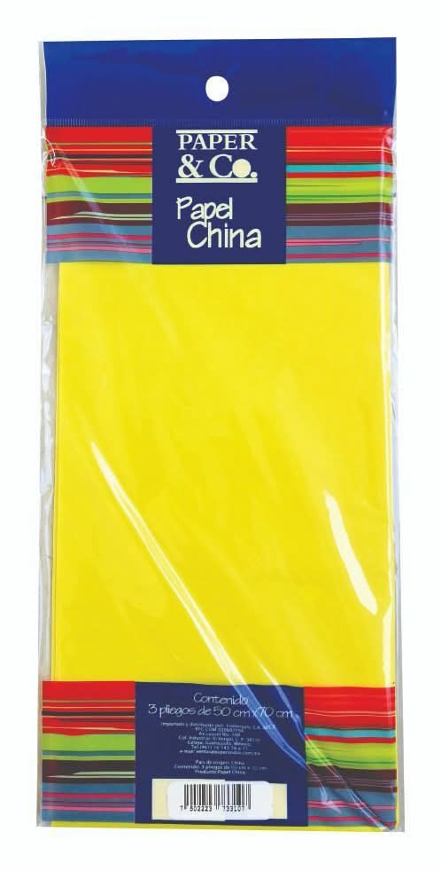 Paper & Co. · Papel china, 50 x 70 cm, amarillo (3 un)