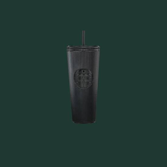 Gobelet pour boisson froide en plastique métallique plissé noir- 710ml
