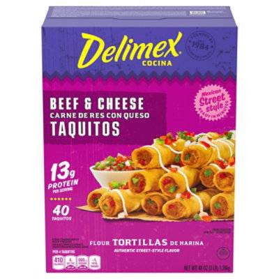 Delimex Beef & Cheese Taquitos Frozen Snacks (3 lbs, 40 ct)