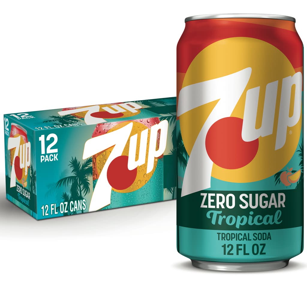 7UP Zero Sugar Soda, Tropical (12 x 12 fl oz)