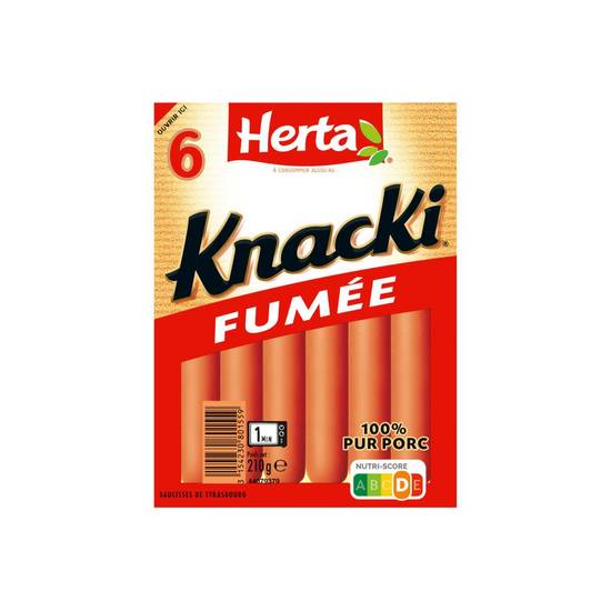 Knacki saucisses fumées porc x6 Herta 210g