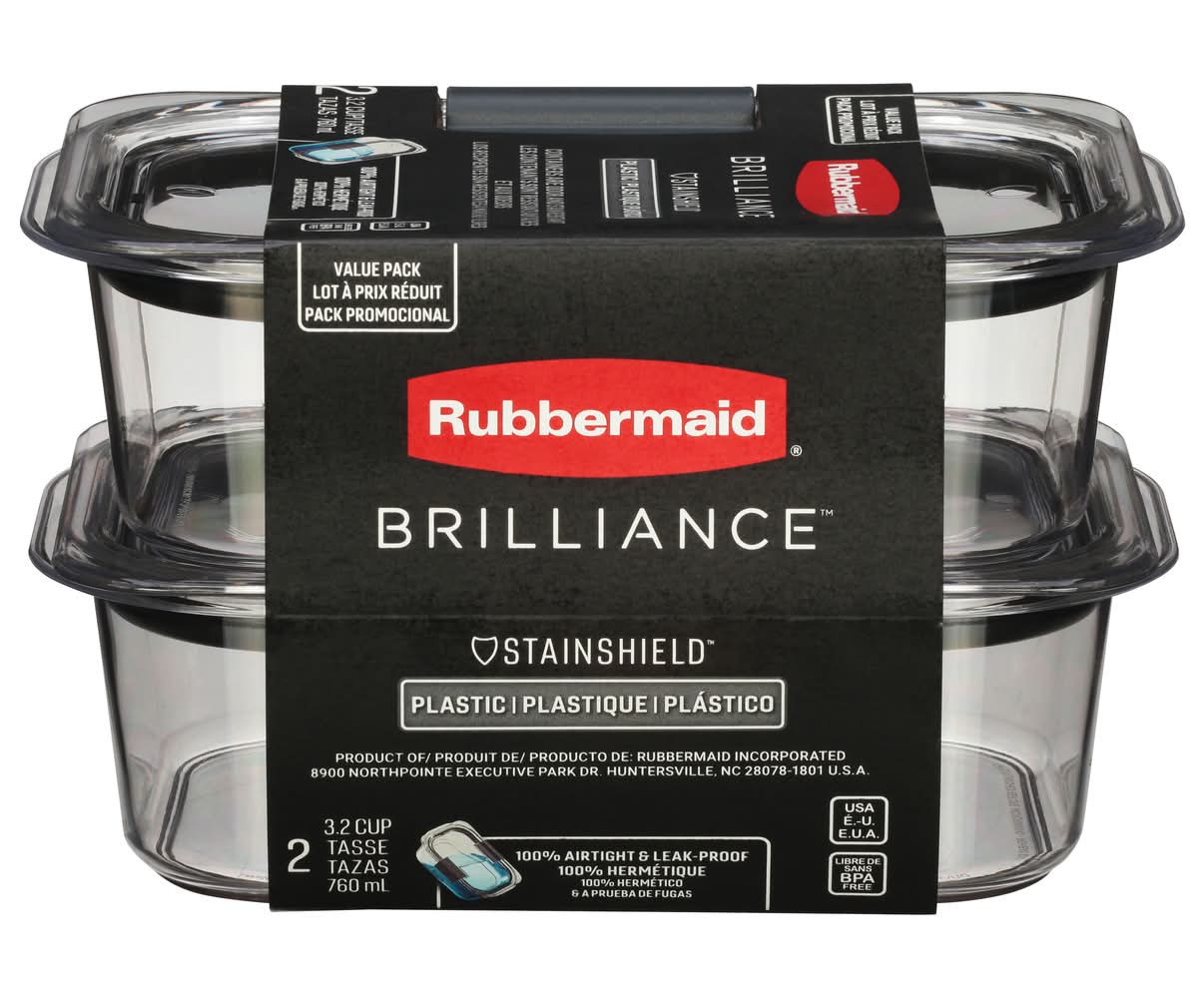 Rubbermaid Brilliance Stainshield Plastic Leak Proof Containers