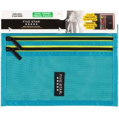 Five Star Dual Zipper Pencil Pouch, Teal