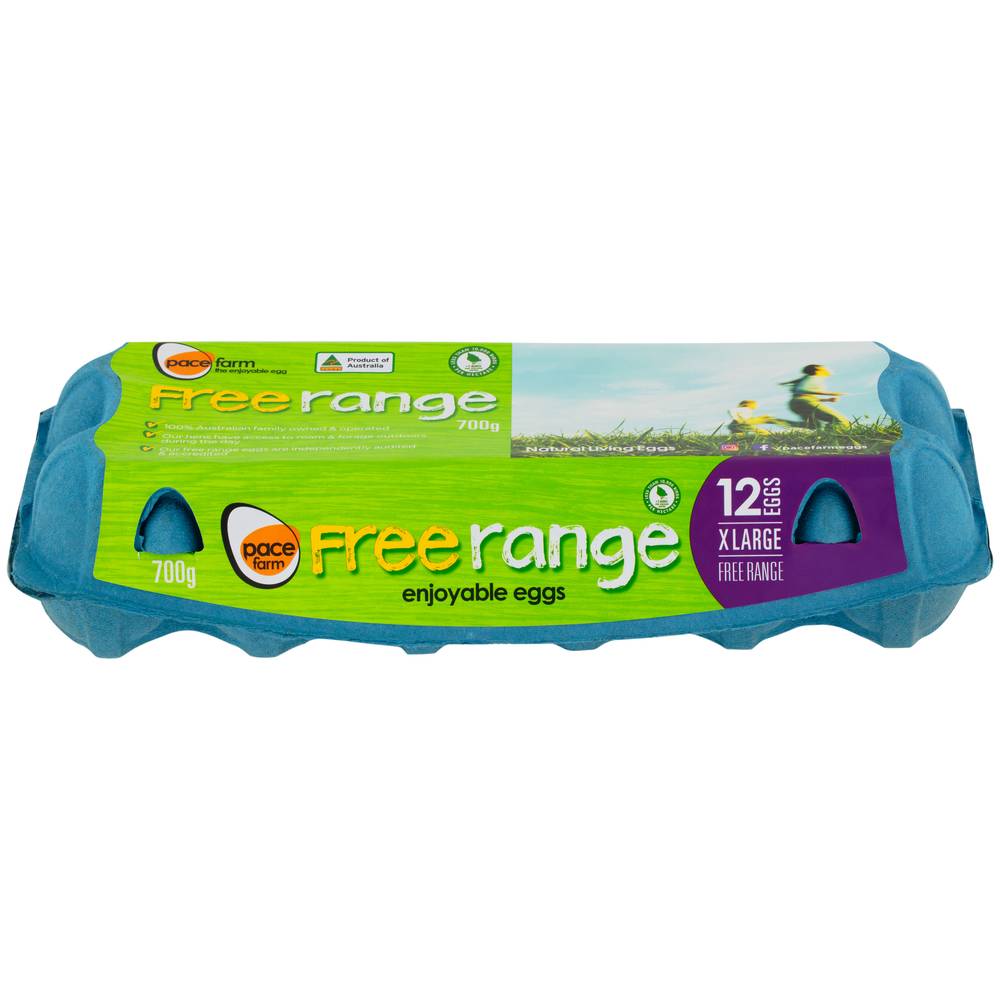 Pace Farm Free Range Eggs, X Large (700g, 12 pack)