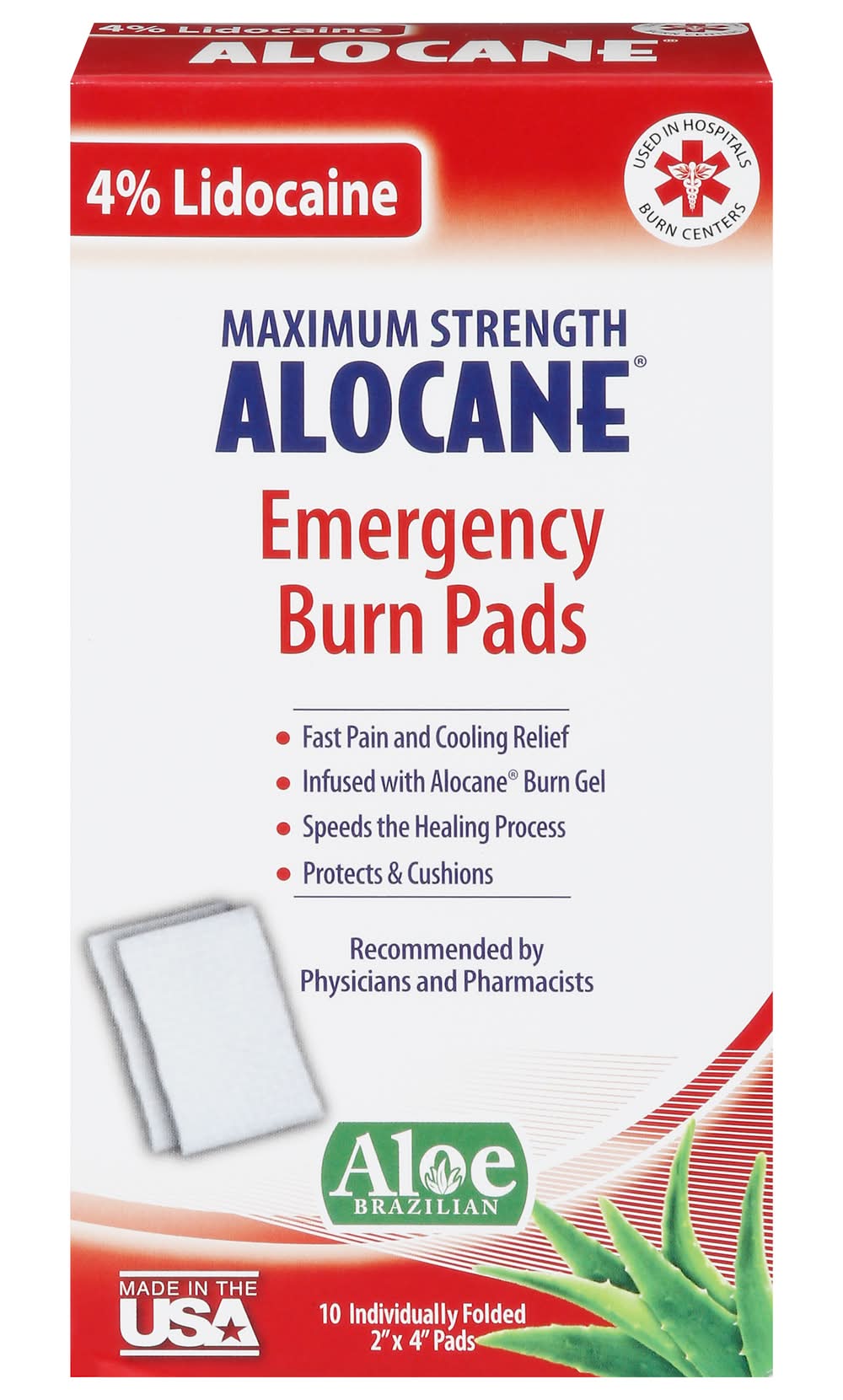 Alocane Emergency Burn Pads With 4% Lidocaine