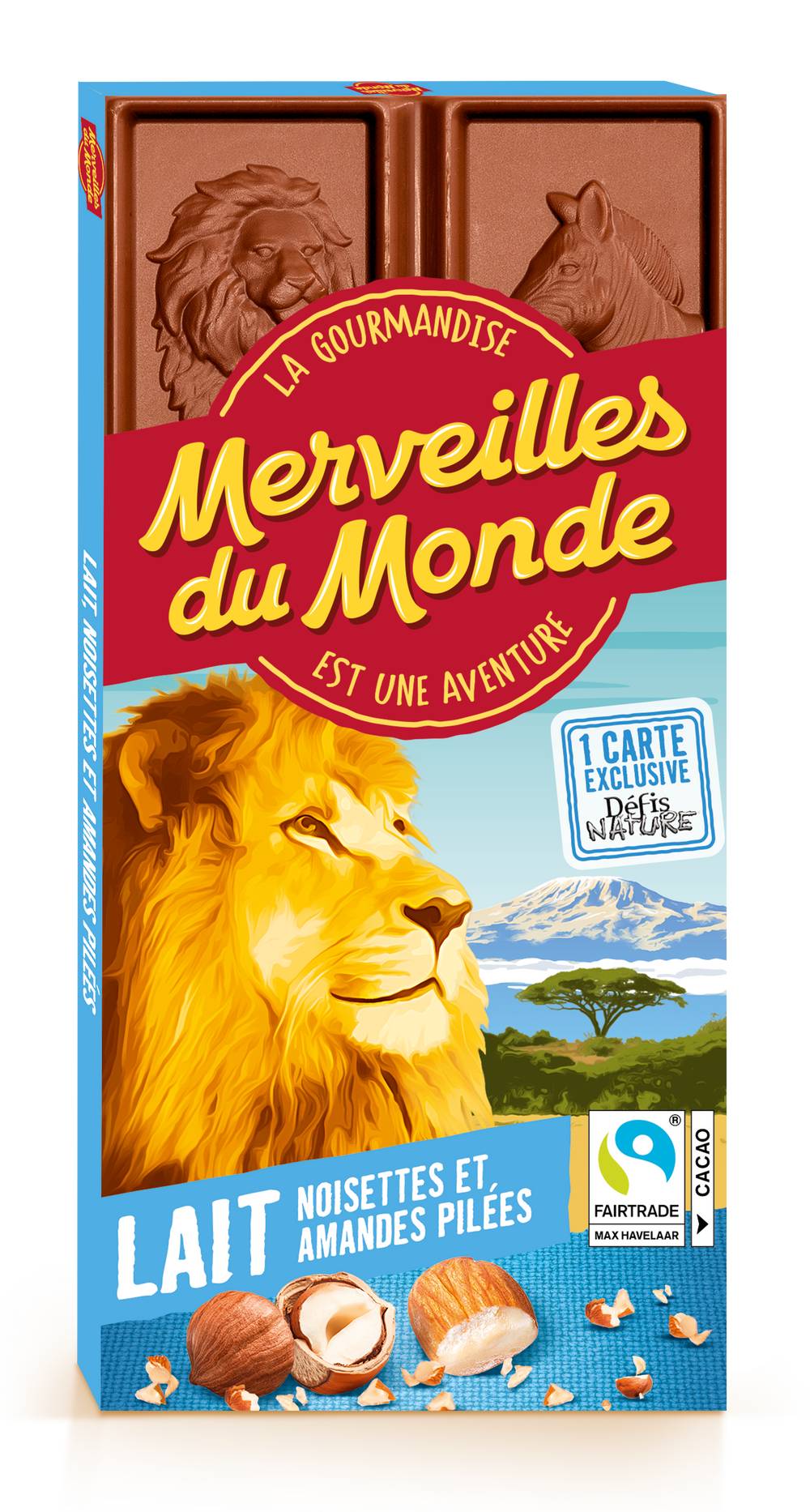 Merveilles du Monde - Tablette chocolat lait noisettes et amandes pilées