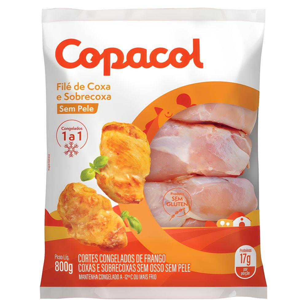 Copacol filé de coxa e sobrecoxa de frango sem pele congelado (800g)