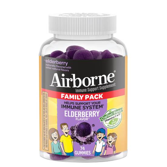 Airborne Immune Support Gummies, Elderberry, 74 CT Family Pack
