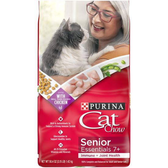 Purina Cat Chow Joint Health Senior Dry Cat Food Essentials 7+ Immune + Joint Health Recipe