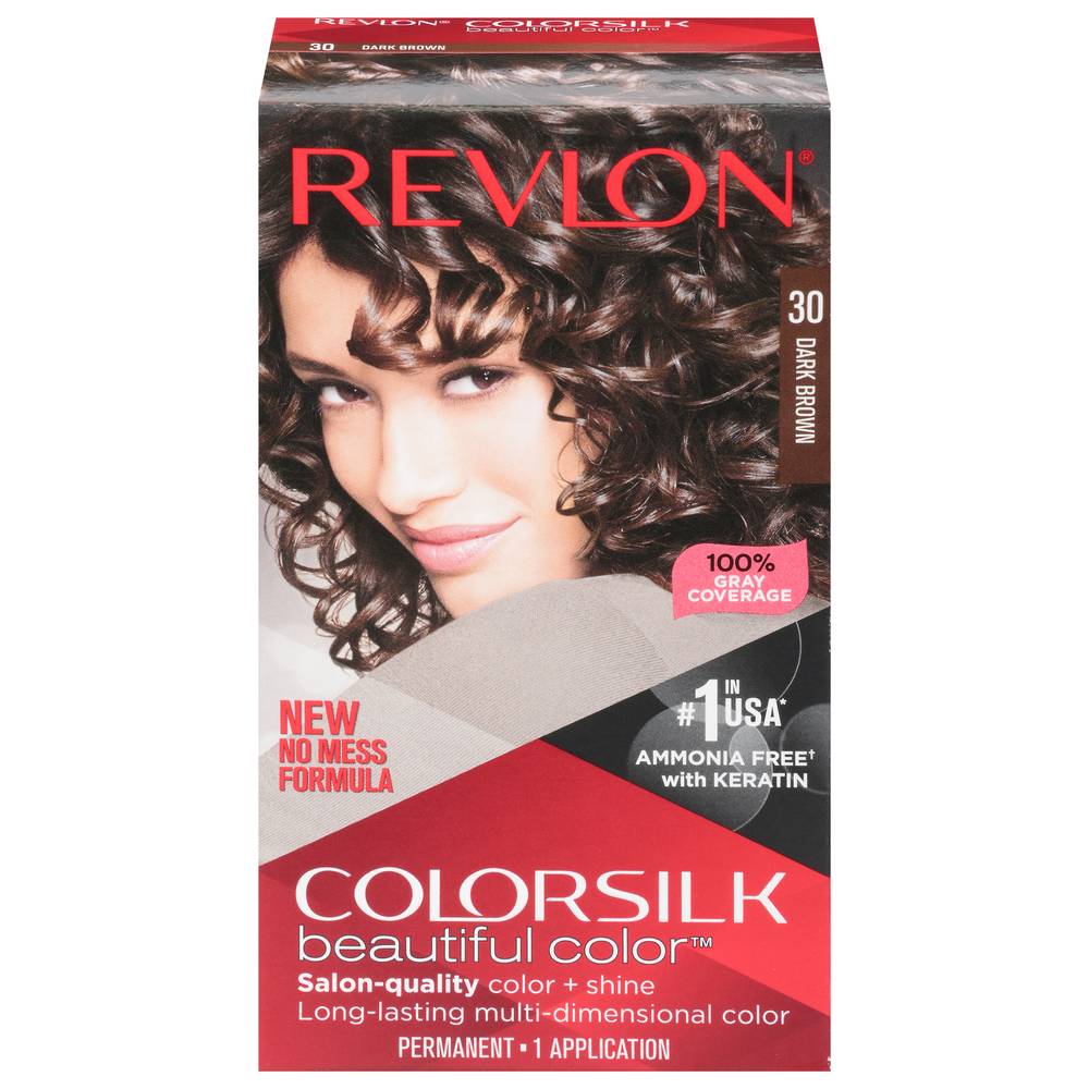 Revlon Colorsilk Permanent Beautiful Hair Color, 30 Dark Brown (4.4 fl oz)