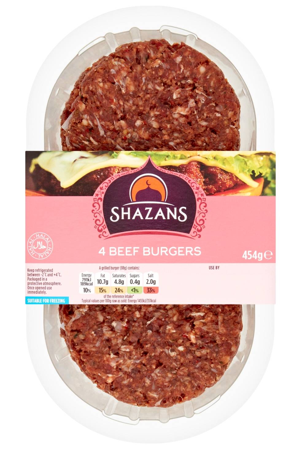 Shazan Beef Burgers 454G