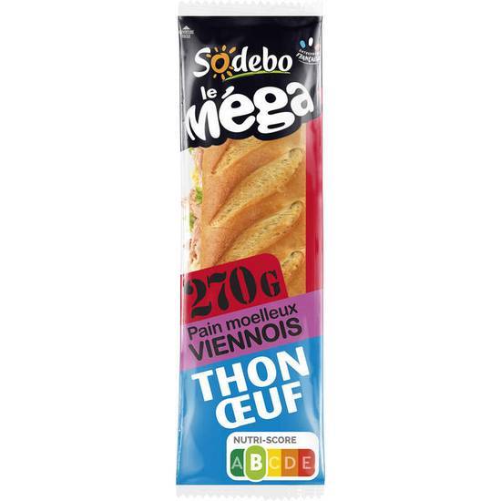 Sodebo Sandwich Mega baguette thon crudites 270 g
