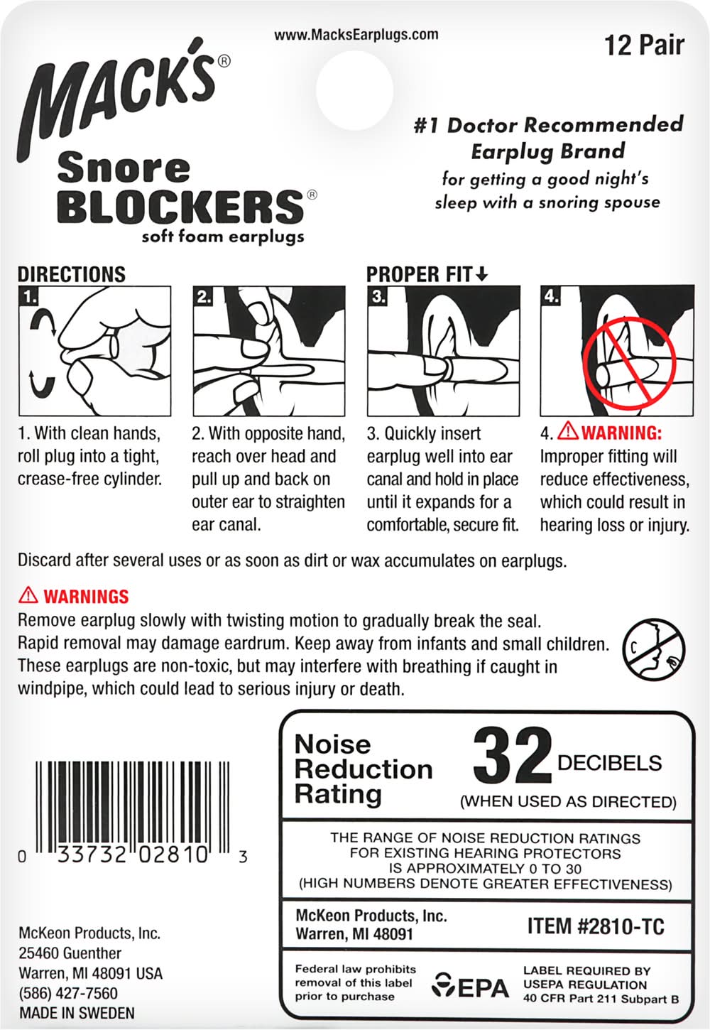Mack's Snore Blockers Soft Foam Earplugs (1 oz) | Delivery Near You ...