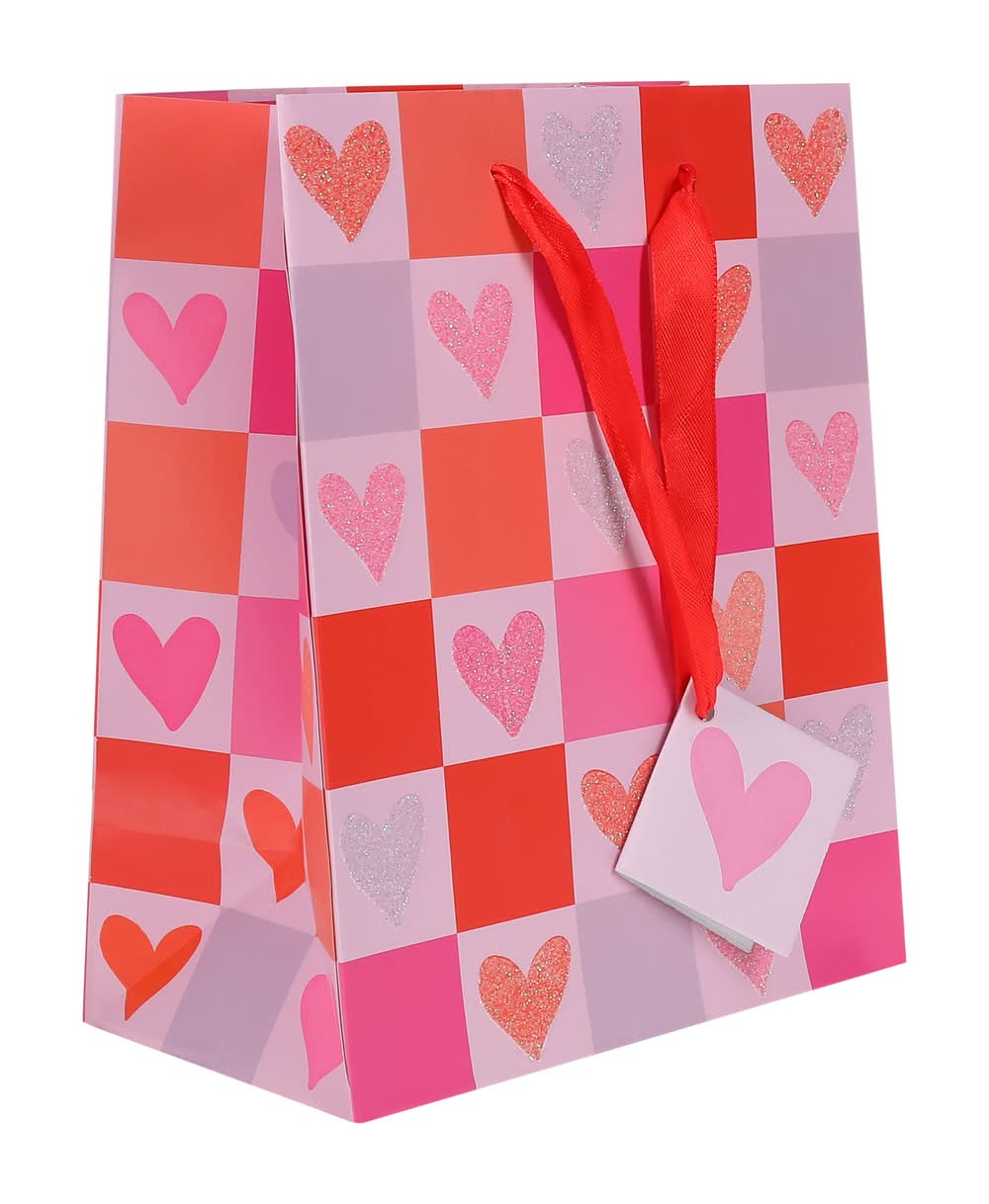 Valentine's Gift Bag Checkered Hearts